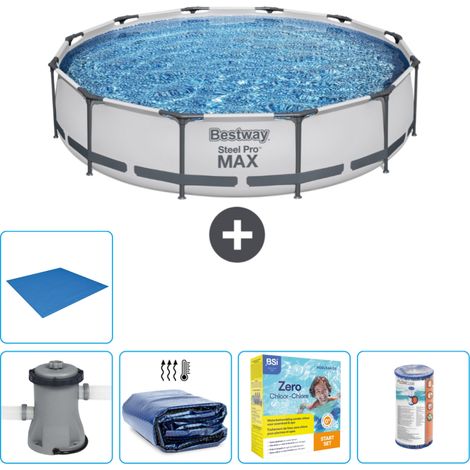 Piscine Bestway Ronde Steel Pro MAX - 366 x 76 cm - Grise - Comprend des Accessoires CB16 (1/5)