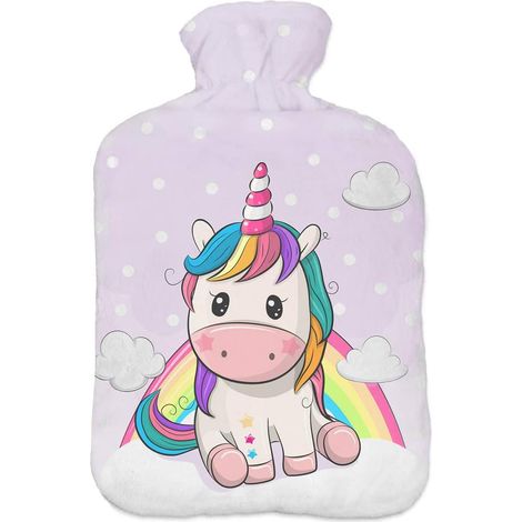 Bouillotte Unicorn, 35 cm x 18,5 cm, contenance: env.2 litres, poids 300 g, housse polaire amovible et lavable (1/5)
