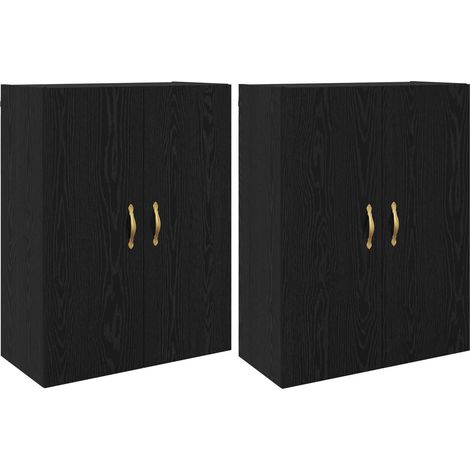 Maison Exclusive - Mobiletto a muro 2 pz Rovere Nero 69,5 x 34 x 90 cm (1/5)