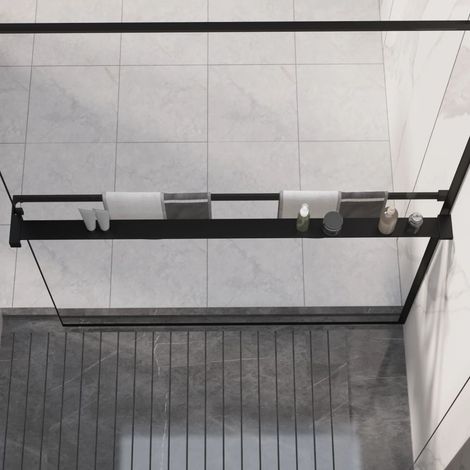 Shower Shelf for Walk-in Shower Wall Black 118 cm Aluminium vidaXL (1/5)