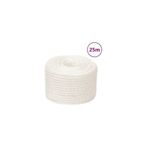 Weißes 10 mm x 25 m Polypropylen-Arbeitsseil - Crezuo