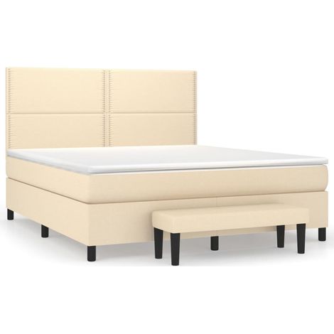 Maison Exclusive - Cama box spring con colchón tela color crema 1 (1/5)