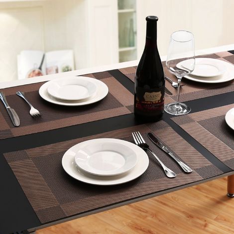 dessous de assiettes en PVC tissé pour table lot de 6 (1/2)