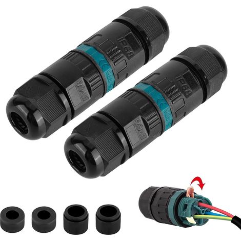 Connecteur Électrique Étanches Ip68 Raccord De Cable 3 Fils Boîte De Derivation Étanche Éxterieur, Etanche Boîte De Jonction Pour Câble Ø 3 À 12 Mm Pour Jardin Et Câble Souterrain(2pcs) (1/5)