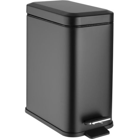 Poubelle de salle de bain slim noire 5L - 285 x 160 x 315 mm - JANTEX (1/5)