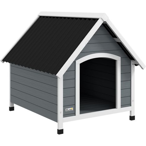 Niche pour chien extérieure en bois avec plancher amovible abri surélevé en bois pour chiens 84 x 99 x 87 cm gris