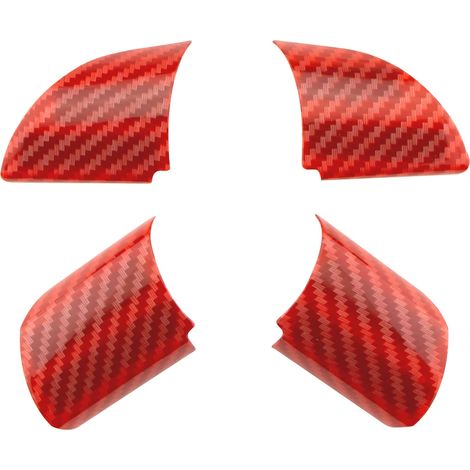 (Rouge carbone) Lot de 4 autocollants décoratifs pour volant intérieur de voiture en fibre de carbone, compatibles avec Ford Focus MK2 (2005-2011). (1/5)