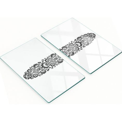 Taglieri decorativi in vetro temperato con motivo floreale folk, 2x30x52 cm (1/5)