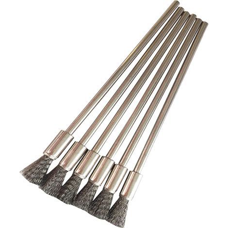 10 Stück verlängerter Edelstahldraht, dünne Bürste, rostfreie Stahlbürste, Polierwerkzeug, Zubehör, 3 mm (6 mm Schwanzbürste) (1/5)