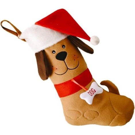 Chaussette de Noël en Peluche 3D en Forme d'os de Chien - pour décoration Murale,cheminée,Arbre,fenêtre (Jaune),[Z70] (1/4)
