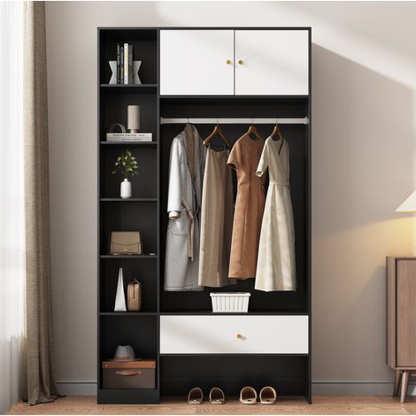 mobile armadio 105x40x185 ingresso 6 vani bianco nero OKMYHOME (1/5)