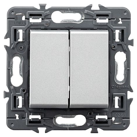VALENA NEXT 1P 10A interrupteur double aluminium LEGRAND 741345