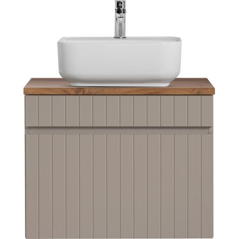 Waschtisch Unterschrank 60 cm Aufsatzwaschbecken IRAKLIO-56-CASHMERE Beige Eiche Nb. B/H/T ca. 60,4/62,5/46 cm (1/5)