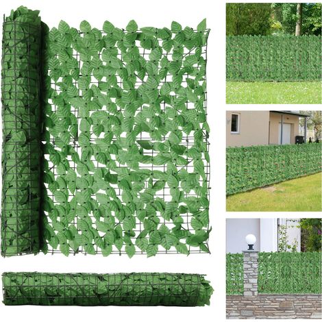 Jiubiaz Siepe artificiale 1 x 3 m, frangivista estensibile con foglie di pothos verde chiaro, pannello decorativo per balcone, terrazza e giardino, con 100 fascette da 10 cm