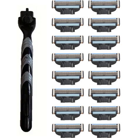 rasoir electriques hommes-Kit de rasoir portable – convient aux hommes dans diverses situations (1 manche + 16 lames - conception à 3 couches) (1/5)