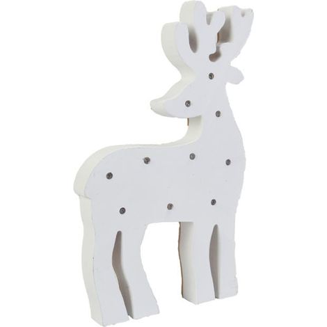 Renna di legno con LED bianchi - Decorazione luminosa a batteria (1/3)