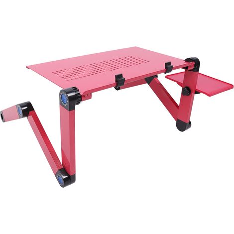 Table d'ordinateur pliante moderne avec support pour souris et dissipateur de chaleur, style lit, rose rouge. (1/5)
