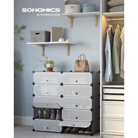 Songmics – Étagère à chaussures modulable 10 compartiments – Grille métallique – Dimensions 40 x 30 x 17 cm – Capacité 10 kg par casier – LPC010G01 (1/5)