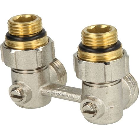 Bloc double 1/2’’ x 3/4’’ et eurocône 3/4’’ équerre sans vanne de dérivation