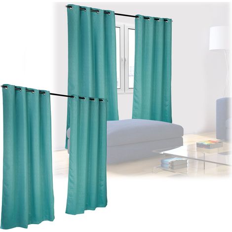 Relaxdays Set of 4 Curtains, 245 x 135 cm, Opaque & Darkening, for Bedroom or Living Room, Blackout Blinds, Green (1/5)