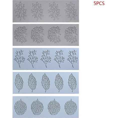 5-teiliges Set Korallenblatt-Spitzenmatte Kuchenform Zuckerdekor Silikonmatte Fondantform Dekorationswerkzeuge Backzubehör