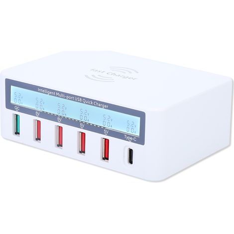 Multifunktionales intelligentes kabelloses USB-Ladegerät mit Schnellladefunktion (100-240 V EU) (1/5)