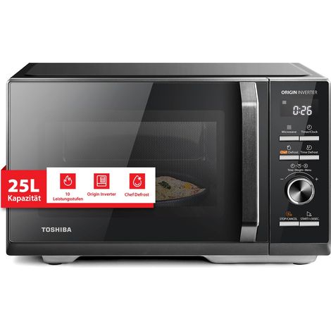 Toshiba MW3-AM25PFI(BK) Solo microonde 25L 900W forno a microonde in nero con inverter originale Chef-Defrost, 10 livelli di potenza, 7 menu auto, Easy Clean (1/5)