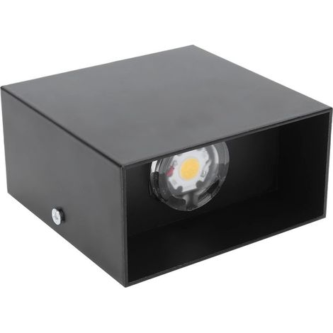 Applique carrée LED 7W – 100-265V – coque noire / lumière blanche naturelle – intérieur – chambre / couloir / porche / balcon (1/5)