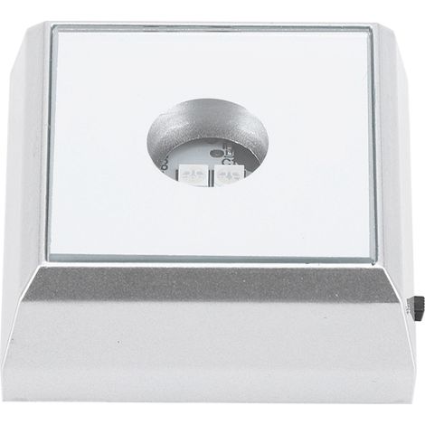 Support de pied de lampe LED carré, pour affichage de statue en cristal acrylique, argent (lumière colorée)