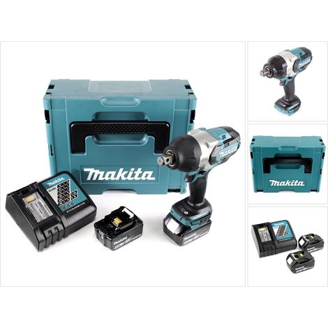 Makita DTW 1001 RTJ Akku Schlagschrauber 18V 3/4" 1050Nm Brushless + 2x Akku 5,0Ah + Ladegerät + Makpac