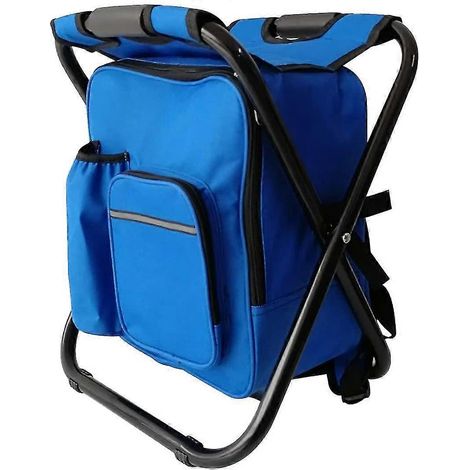 Chaise de camping pliable avec sac à dos, tabouret de pêche multifonctionnel, chaise-sac à dos ultralégère, imperméable et isolée pour le camping/les barbecues/les pique-niques/les excursions (1/4)