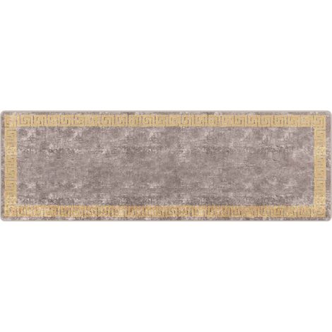 vidaXL Coureur de Tapis MARSA Gris et Or 100 x 300 cm Polyester et PVC
