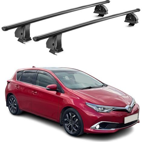 OMAC Stahl Dachträger Querträger Toyota Auris II 2012-2018 – TÜV / DIN 75302:2019 – Abschließbar – Max. 75 kg – 2 Stangen – Schwarz (1/5)