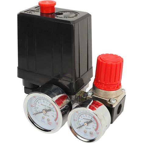 Druckschalter für Luftkompressoren, 1/4-Zoll-Gewinde, Ventilsteuerung, Druckregler mit Manometer (1/5)