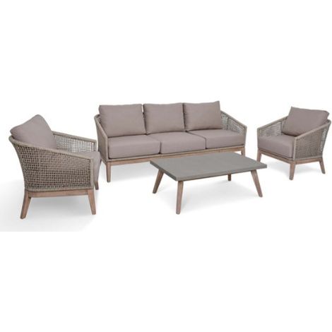 Garden Trading Lynton 3 Seater Sofa & Arm Chairs Seat Coffee Table Set Wooden