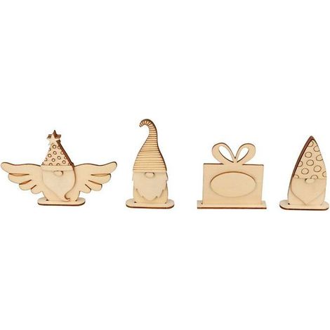 4 silhouettes en bois de Noël à monter