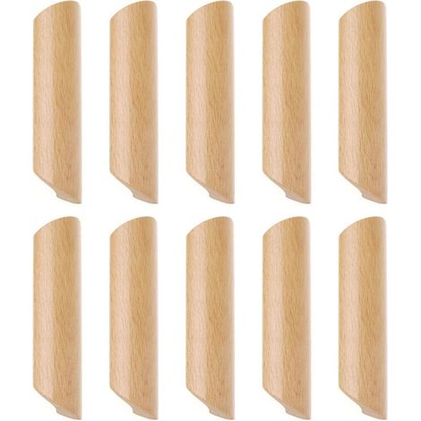 Lot de 10 Poignées de Placard en Bois Forme Éventail Poignée pour Meuble Tiroir avec Vis Entraxe 160mm (1/3)