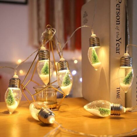 Autres décorations de Noël, boules à neige de Noël, 10 LED, mini lumières de Noël, ampoules flocon de neige, guirlandes lumineuses, à piles. (1/4)