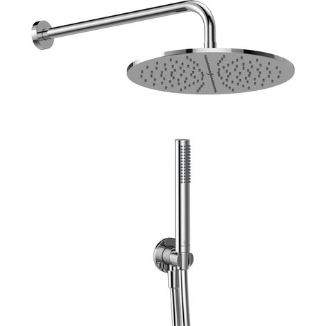 Ideal Standard - Idealrain, Kit bundle doccia con soffione tondo da 30cm, Doccetta stick con portata a 8l/min, Tubo flessibile da 1.75mt, Gomito a muro e Braccio da 40cm, BD825AA, Cromato (1/2)