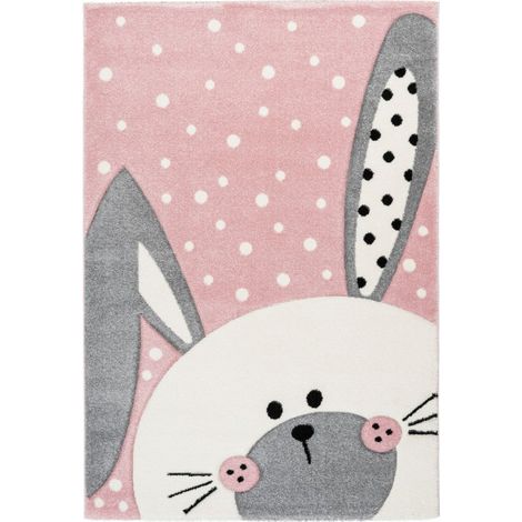 Tapis de Chambre Enfant Lapin "Caiguna" Rose 80 x 150 cm (1/4)
