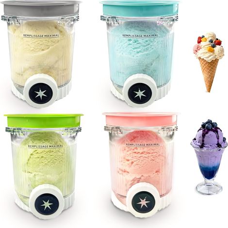 4 PièCes RéCipients pour NC700 et NC701EU 480 ML RéCipients avec Couvercles Accessoires pour Creami Swirl Sans BPA Lavable Au Lave-Vaisselle (1/4)