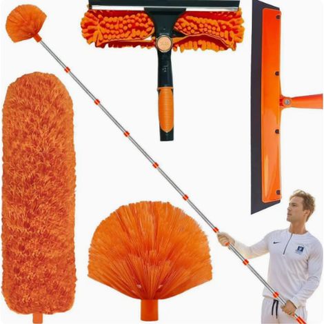 Stofdoek - Telescopische Stang 43 cm a 430 cm - Para Limpieza de Techos Ventanas y Arañas - Juego de 4 Piezas (1/5)