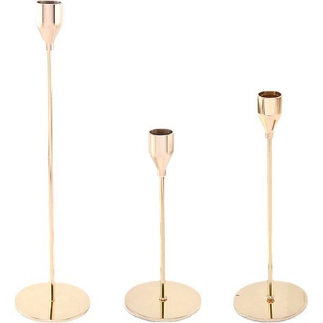 Ensemble de 3 bougeoirs pour bougies coniques, chandeliers décoratifs en métal pour mariage et réception. (1/5)