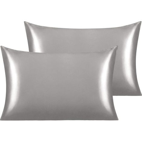 Taie d'oreiller en satin de soie pour cheveux et peau Taie d'oreiller standard en soie luxueuse avec fermeture enveloppe (1/4)