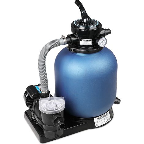 Monzana Depuradora 11.000 l/h bomba de filtro de arena con válvula tanque XXL 550W Volumen 30L para piscina