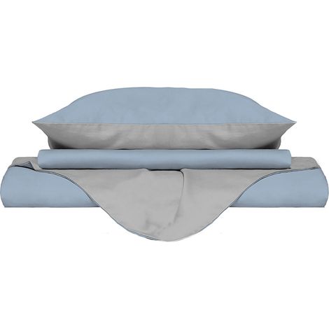 Copripiumino Matrimoniale con Sacco e Federe Doubleface Azzurro/Grigio Chiaro (1/5)