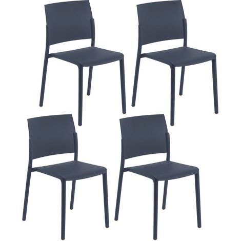Set 4 Sedie 55x52,5xH81 cm in Polipropilene Venus Grigio Scuro (1/5)