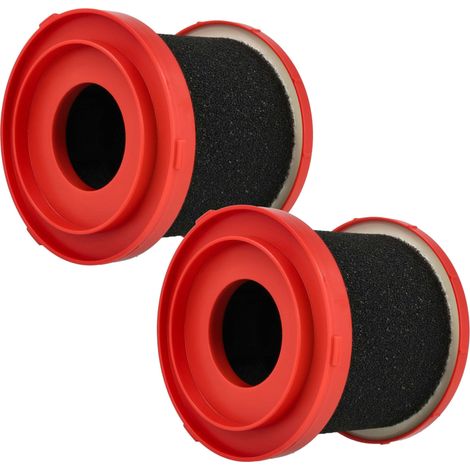 vhbw 2x Wet Filter compatible with Milwaukee 0880-20 - M18, 0960-20 - M12, 0960-21 - M12 Vacuum Cleaner - Foam Red Black