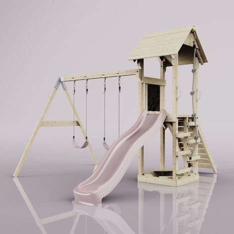 Aire de jeux PolarPlay Vimmerby Rosa 357 x 332 cm Balançoire pour enfants