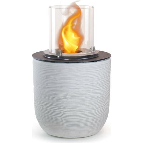 Dmora - Chimenea de bioetanol Dsgarboss, Chimenea ecológica, Hogar sin humo, Calefactor de etanol, Made in Italy, 35x35 h55 cm, Blanco